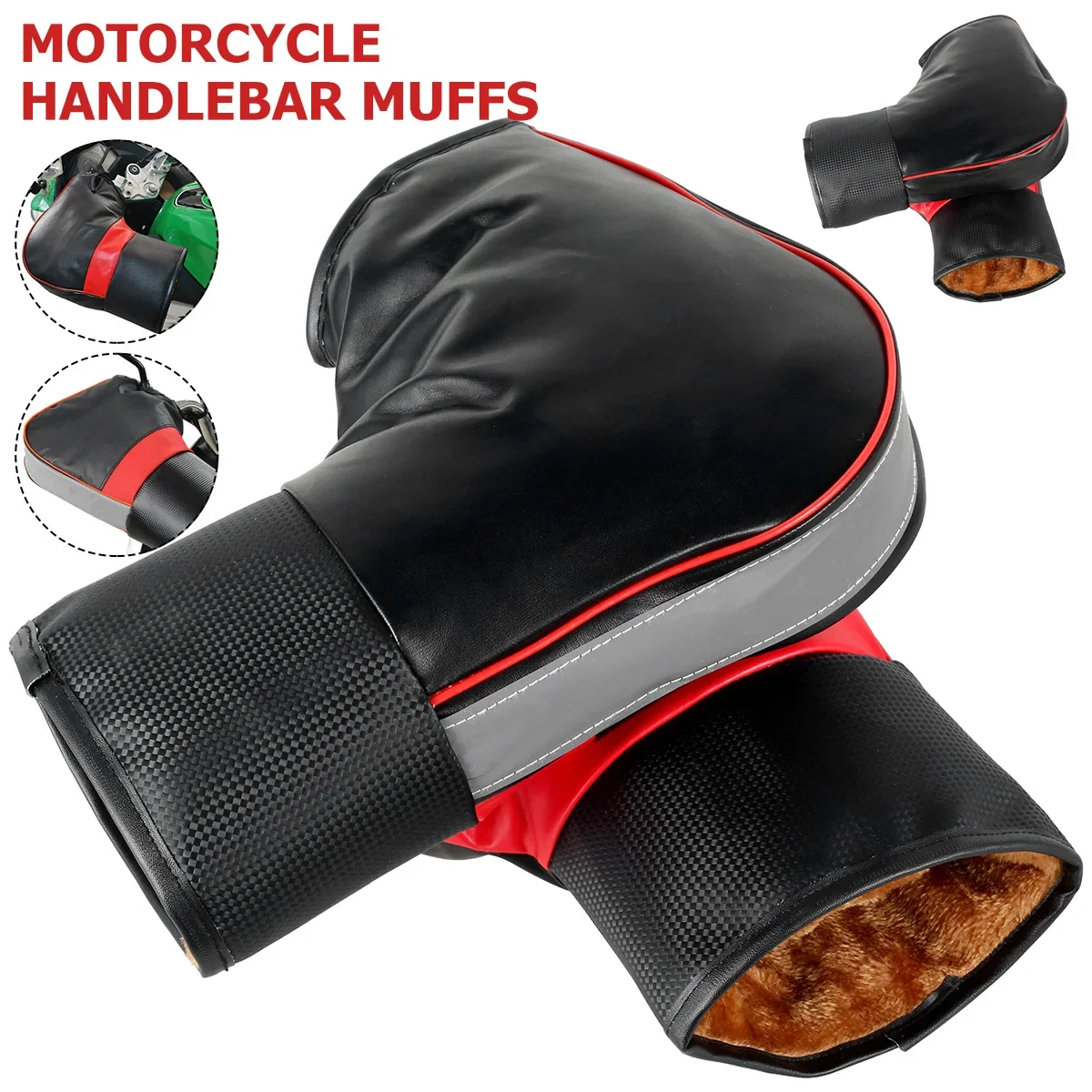 Motorcycle Gear Gloves - 1Pair Motorcycle Handlebar Cover Winter Battery