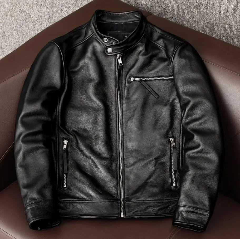 Riding Jacket Leather - Wholesales.100% real cowhide Clothing.Brazilian.fashion.slim fit,natural leather