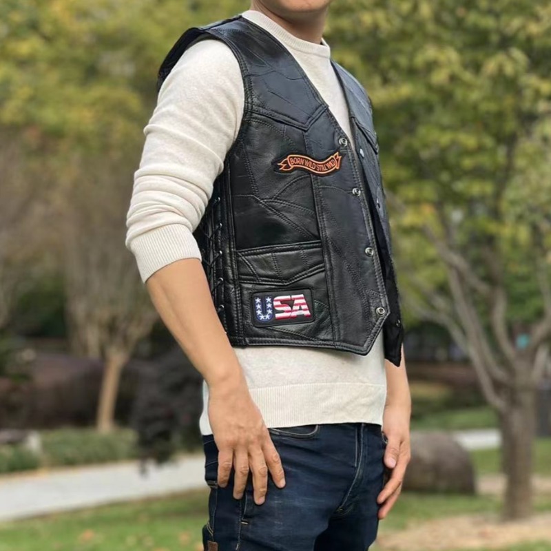 NEW Motorcycle Vests Men Cafe  - огляд і ціна Riding Jacket Leather