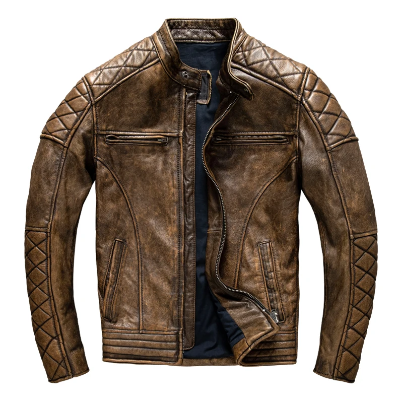 Vintage Men Leather Jacket Yel - огляд і ціна Riding Jacket Leather
