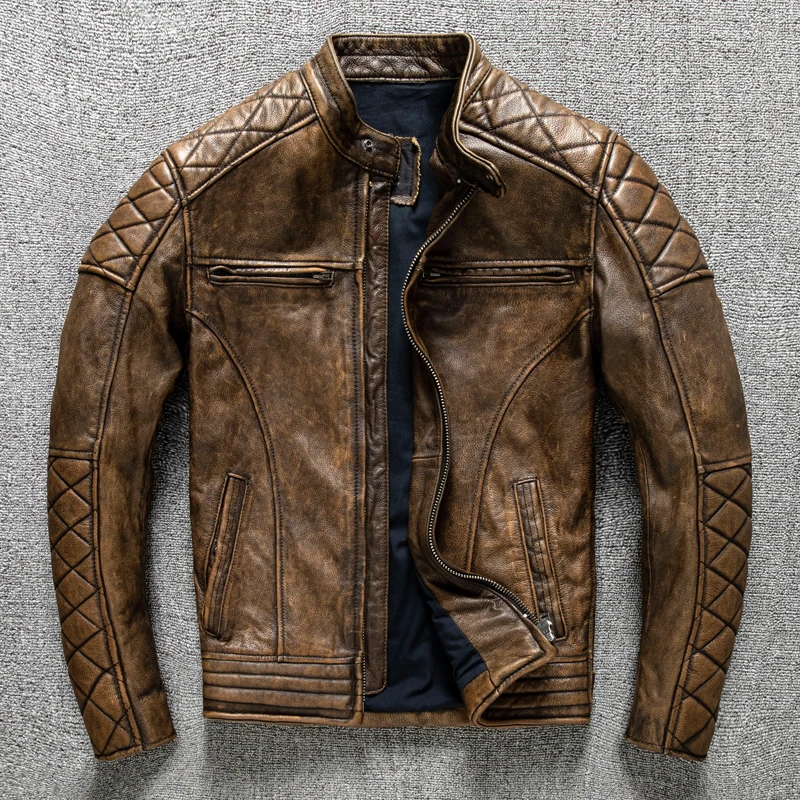 Vintage Men Leather Jacket Yel - огляд і ціна Riding Jacket Leather
