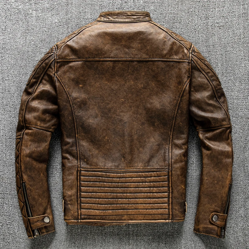 Vintage Men Leather Jacket Yel - огляд і ціна Riding Jacket Leather