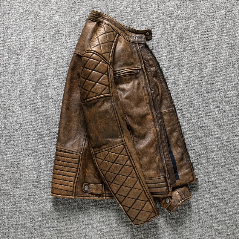 Vintage Men Leather Jacket Yel - огляд і ціна Riding Jacket Leather
