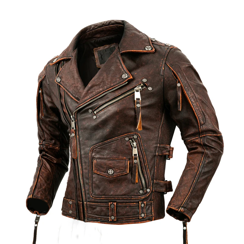 Men's Natural Leather Motorcyc - огляд і ціна Riding Jacket Leather