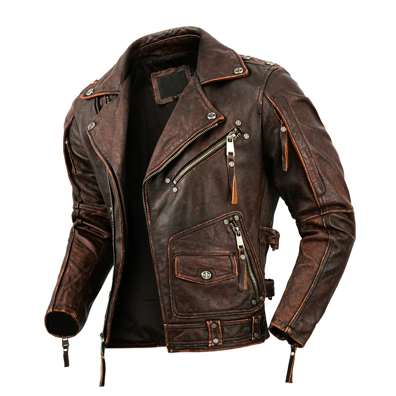 Men's Natural Leather Motorcyc - огляд і ціна Riding Jacket Leather